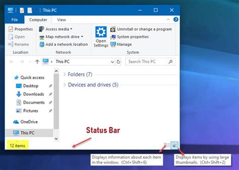 Включить или отключить строку состояния в проводнике в Windows 10: подробное руководство