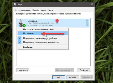 Выберите микрофон в списке устройств