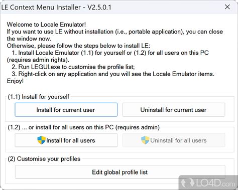 Дополнительные функции и настройки в Locale emulator