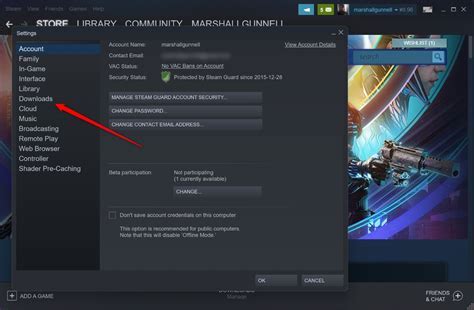 Изменение настроек продукта в Steam