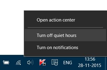 Как отключить режим тихой работы в Windows 10