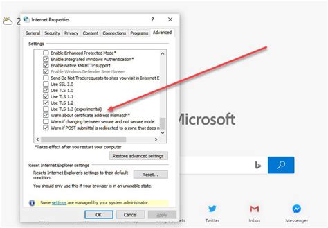 Как отключить TLS 1.3 в Windows 10