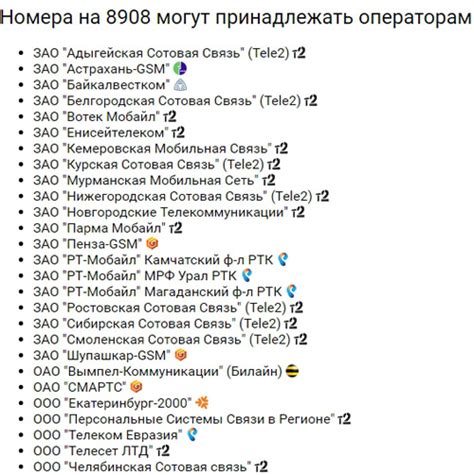 Коды городов и операторов