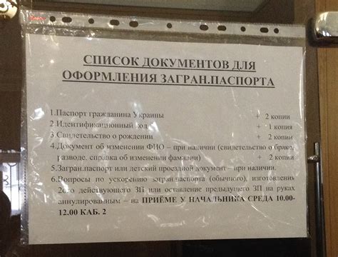 Место подачи документов: паспортный стол