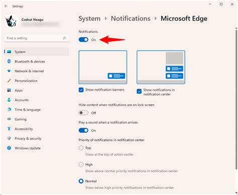Настройка уведомлений в Windows 11