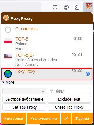 Начальная настройка FoxyProxy в Firefox