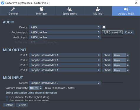 Проверка и настройка ASIO Link Pro