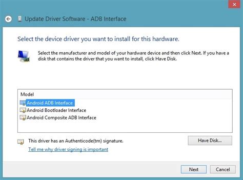Проверка установки драйвера Android ADB на Windows