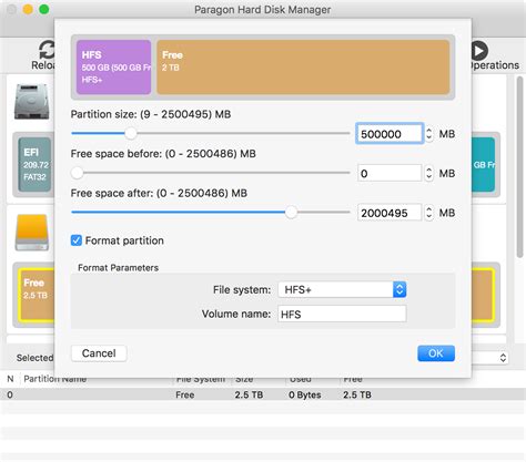 Создание раздела для MacOS