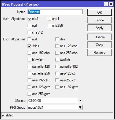 Создание IPsec Proposal