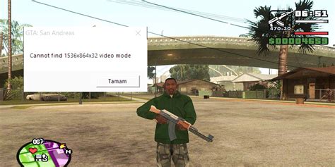 Способы исправления ошибки "Cannot find 1536x864x32 video mode" в GTA San Andreas
