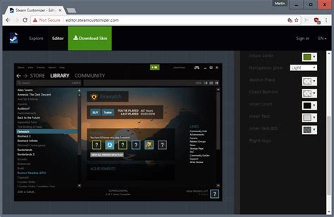 Управление скинами в Steam customizer