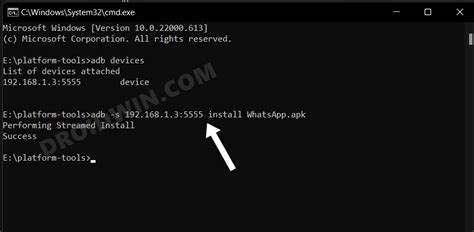 Установка приложений на устройство с помощью adb install