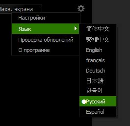  Изменение языка через игровые настройки 