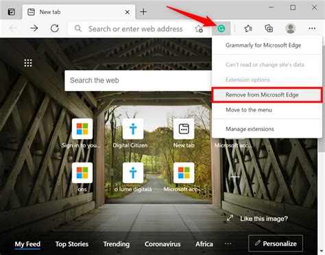  Удаление надстройки из Microsoft Edge 