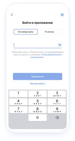Вход в мобильное приложение для работы с денежными операциями
