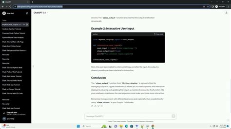 Использование функции clear_output() из модуля IPython.display