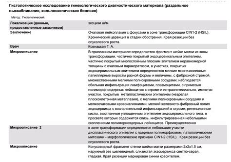 Основные показатели гистологии после выскабливания