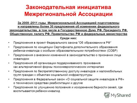 Подача предложений о изменении законодательства в Государственную Думу
