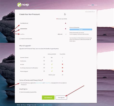 Регистрация аккаунта на No-IP