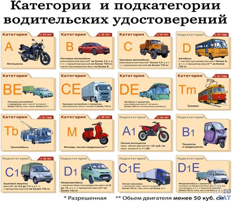 Автомобили и категории прав