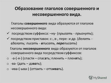 Варианты употребления совершенного вида глагола