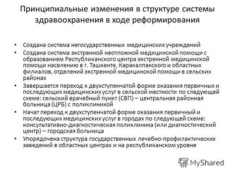 Ключевые изменения в структуре здравоохранения