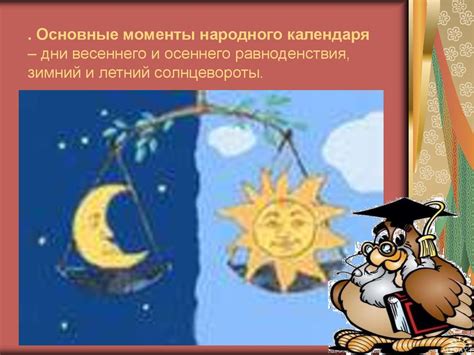 Основные моменты календаря