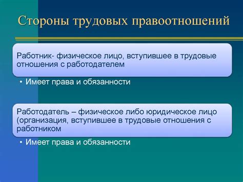 Права и обязанности трудовых правосубъектов