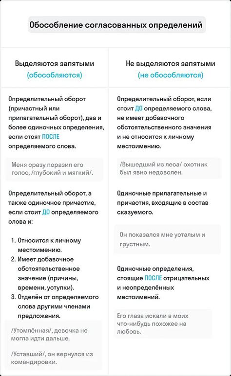 Примеры согласованных определений
