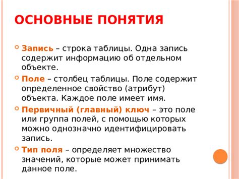 Основные понятия рассеивания значений