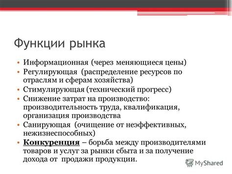Примеры информационной функции рынка