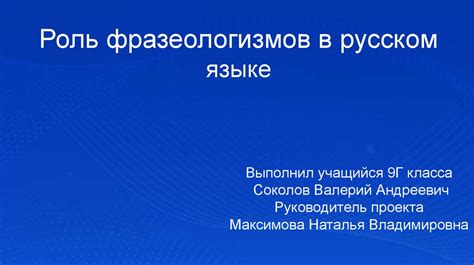 Роль в русском языке