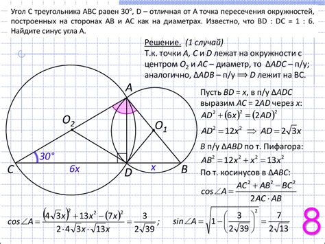 Уравнения пересекающихся окружностей